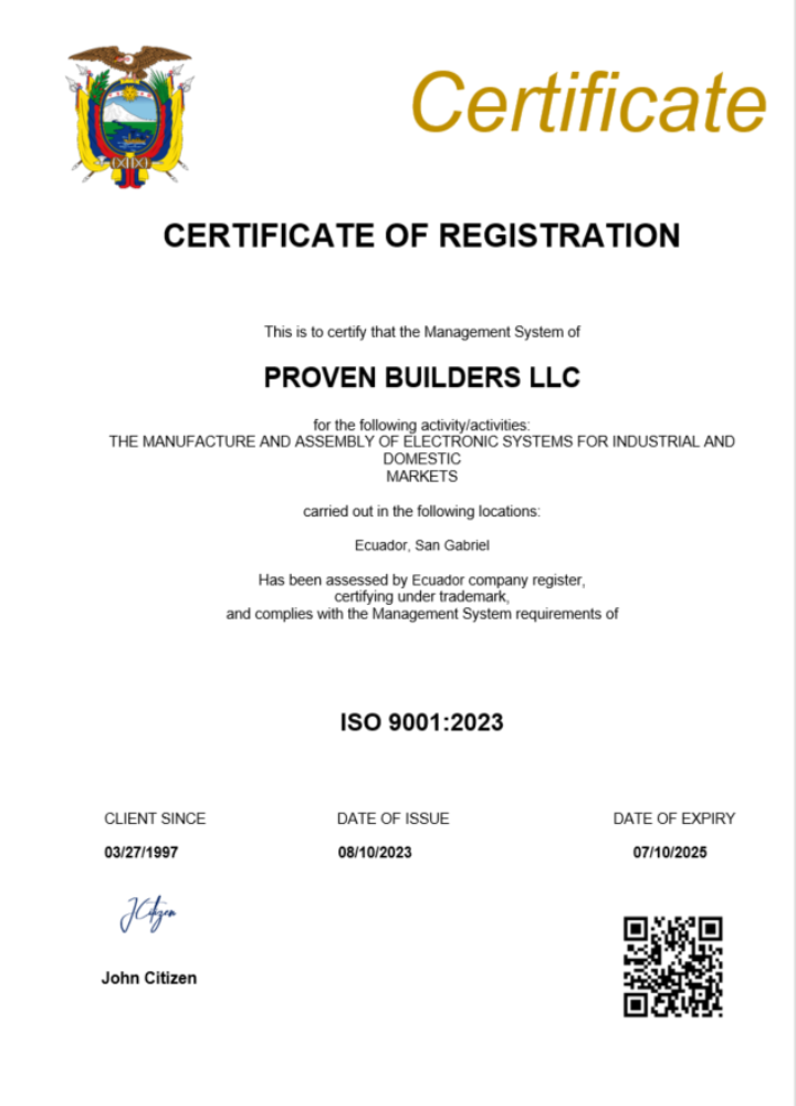 Ecuador certificate of registration Word and PDF template